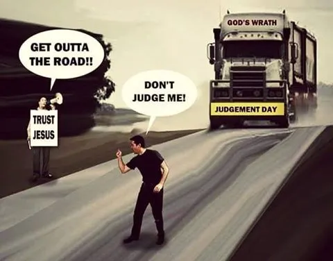 Man running from judgment day truck.