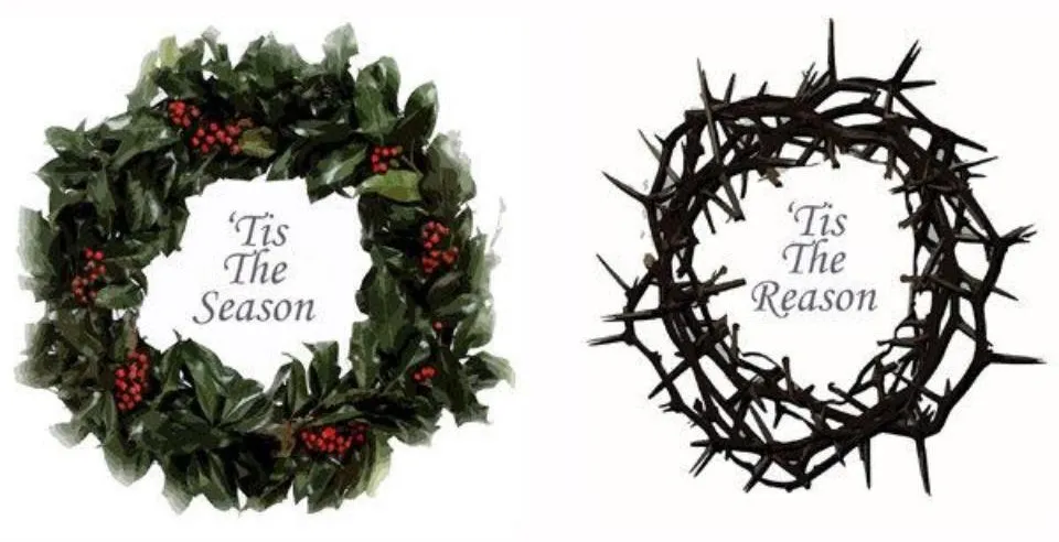 Holly wreath and crown of thorns.