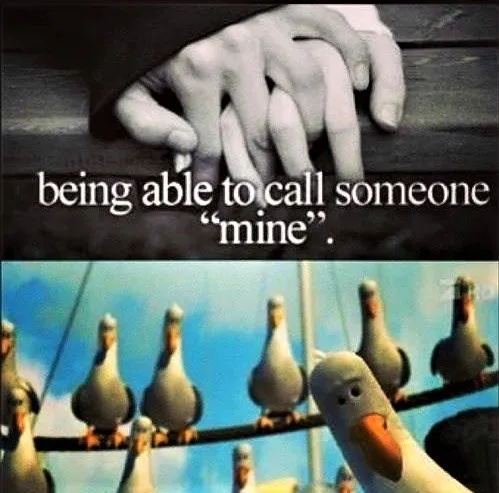 A two-panel image juxtaposing a human hand with a seagull among identical birds, paired with text on human connection.