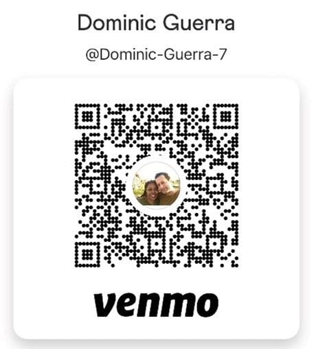 Support Us with Venmo QR code for user Dominic Guerra.