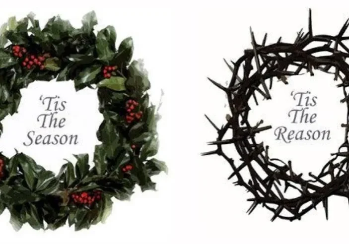 Holly wreath and crown of thorns.