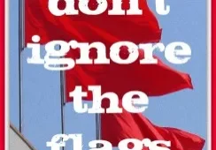 Red flags fluttering in the wind with the text "don't ignore the flags" overlaid.